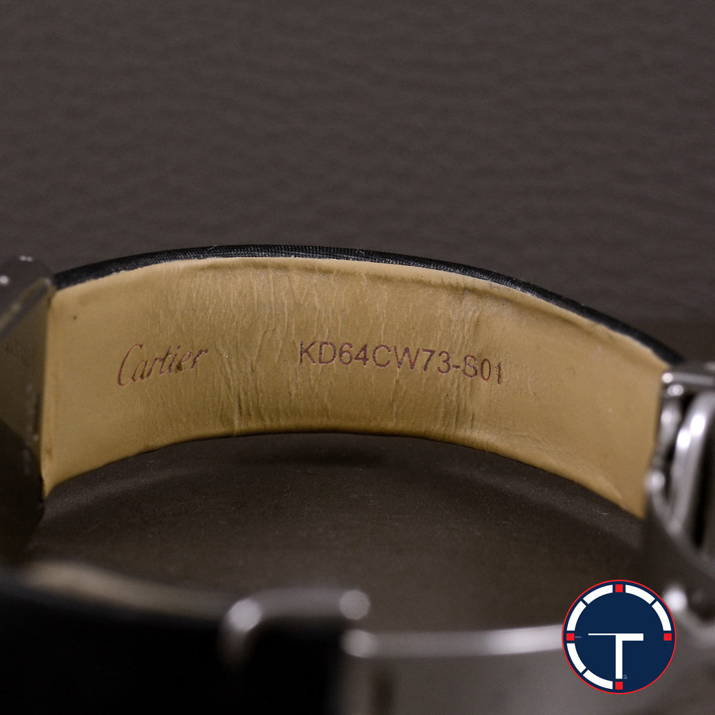 นาฬิกา Cartier Unpolished Tank Basculante Ref.2386 หน้าปัดสีดำ หลักชั่วโมงเลขอารบิก สายผ้าแท้ หัวเข็มขัด Quartz ขนาด 22 x 32 mm