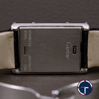 นาฬิกา Cartier Unpolished Tank Basculante Ref.2386 หน้าปัดสีดำ หลักชั่วโมงเลขอารบิก สายผ้าแท้ หัวเข็มขัด Quartz ขนาด 22 x 32 mm
