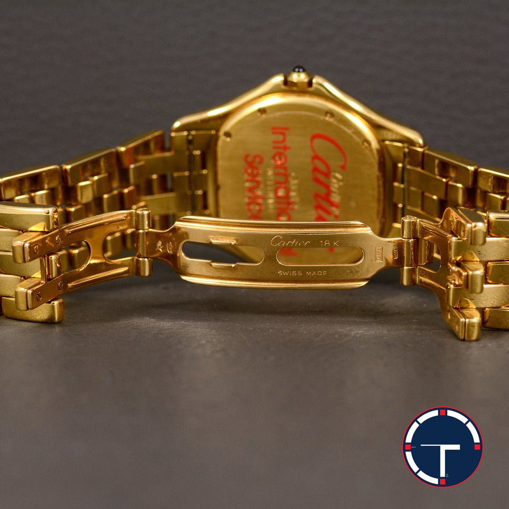 นาฬิกา Cartier "Unpolished" Cougar Ref.887904 18k Yellow Gold หน้าปัดสีขาว หลักชั่วโมงเลขโรมัน ตัวเรือนและสายทองคำ18K Quartz ขนาด 32 mm
