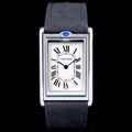 นาฬิกา Cartier Tank Basculante(บาส-คู-แลน-เต้) Ref.2390 หน้าปัดสีขาวลายGuilloché(กิโยเช่) หลักชั่วโมงเลขโรมัน หัวเข็มขัดแท้ ไขลาน ขนาด 38x25 mm