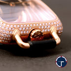 นาฬิกา Hermes Galop d'Hermès หน้าปัดหินOnyx ตัวเรือนทองชมพู18K ฝั่งเพชรหน้าปัด72เม็ด รอบตัวเรือน412เม็ด สายหนังจระเข้Hermes หัวเข็มขัดแท้ มีกล่อง Quartz ขนาด 40x26 mm