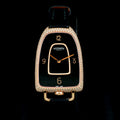 นาฬิกา Hermes Galop d'Hermès หน้าปัดหินOnyx ตัวเรือนทองชมพู18K ฝั่งเพชรหน้าปัด72เม็ด รอบตัวเรือน412เม็ด สายหนังจระเข้Hermes หัวเข็มขัดแท้ มีกล่อง Quartz ขนาด 40x26 mm