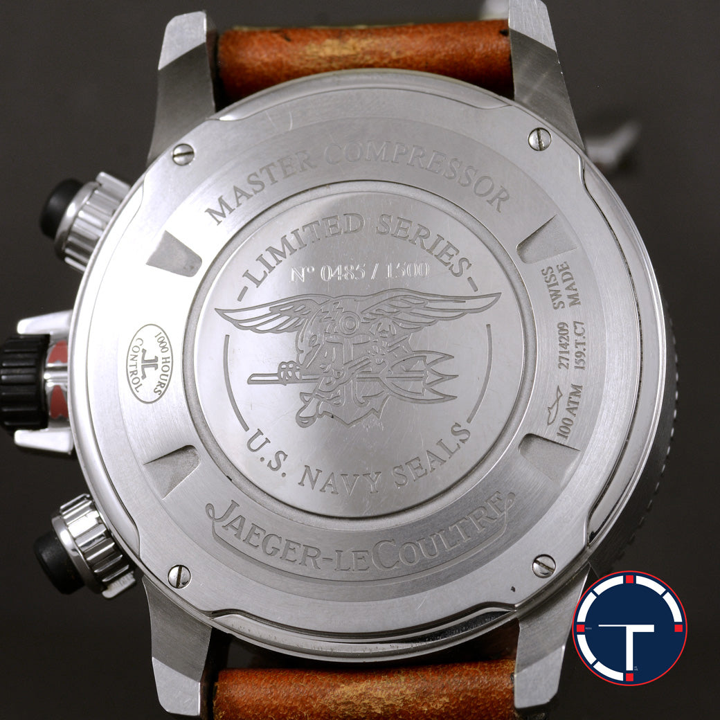 นาฬิกา Jaeger-Lecoultre Master Compressor Diving Chonograph GMT U.S. Navy Seal Limited1500เรือน มีสายหนังและหัวเข็มขัดแท้ Automatic ขนาด 46 mm