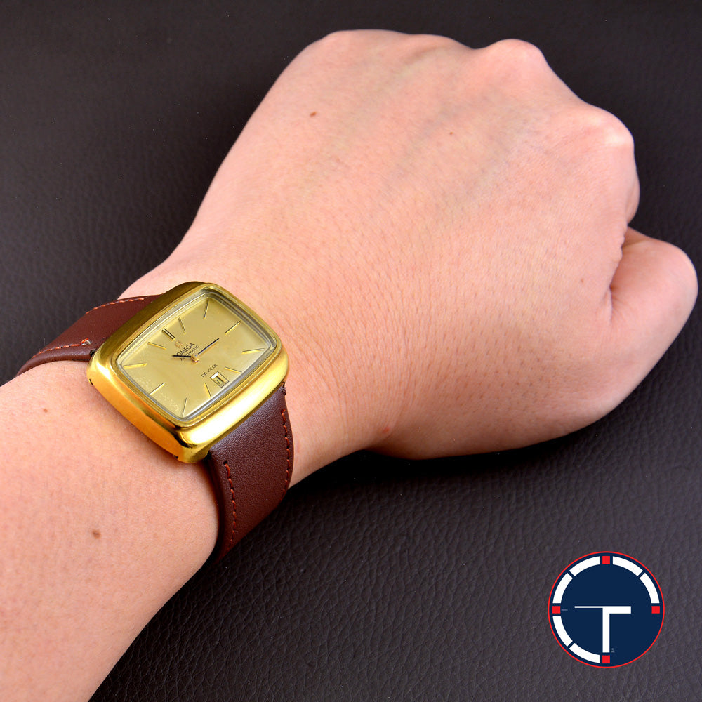 นาฬิกา Omega DeVille กะไหล่ทอง ทรงสีเหลี่ยม ผืนผ้า Automatic ขนาด 30x37 mm