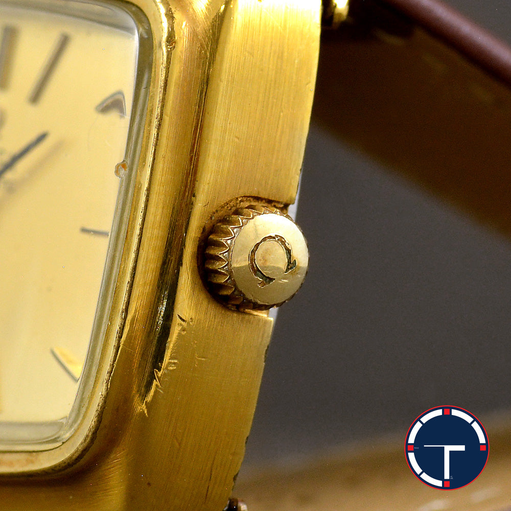 นาฬิกา Omega DeVille กะไหล่ทอง ทรงสีเหลี่ยม ผืนผ้า Automatic ขนาด 30x37 mm