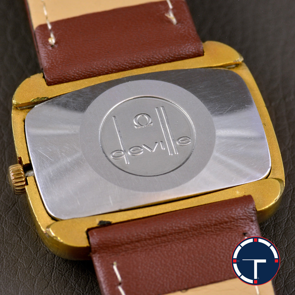 นาฬิกา Omega DeVille กะไหล่ทอง ทรงสีเหลี่ยม ผืนผ้า Automatic ขนาด 30x37 mm
