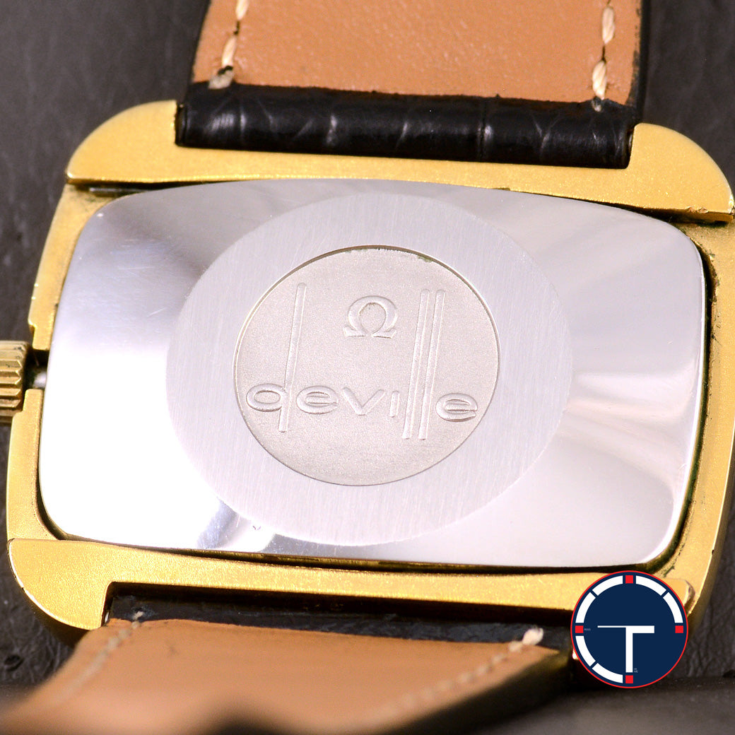 นาฬิกา Omega De Ville หน้าปัดสีทองเข้ม กะไหล่ทอง ทรงสีเหลี่ยมผืนผ้า Automatic ขนาด 31x36 mm