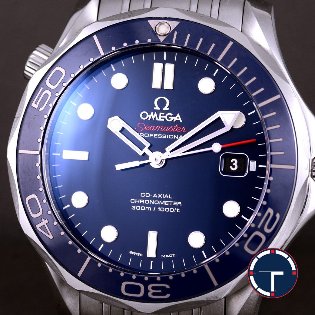 นาฬิกา Omega Seamaster Professional Diver 300 Co-Axial หน้าปัดสีน้ำเงิน สายเหล็กแท้ มีกล่อง+ใบ นาฬิกาปี2014 Automatic ขนาด 42 mm