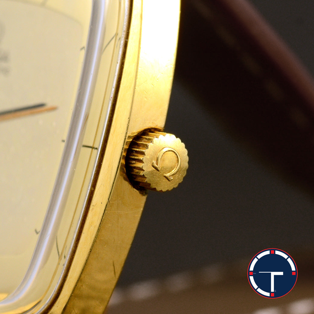 นาฬิกา Omega De ville หน้าดาว เรือนกะไหล่ทอง ทรงสี่เหลี่ยม นาฬิกาปี1973 ขนาด 35 x 36 mm