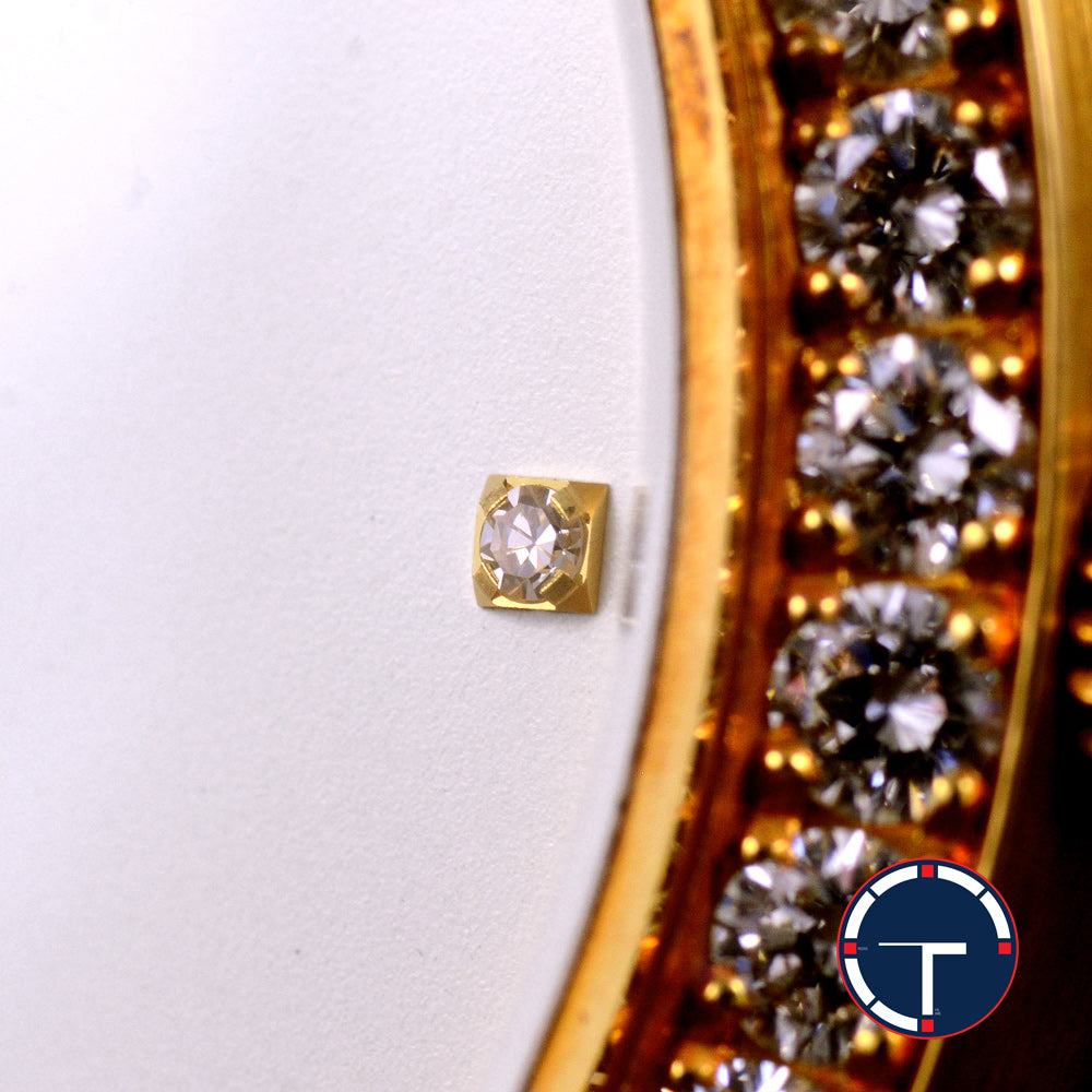 นาฬิกา Patek Philippe Calatrava Ref.5006 หน้าปัดสีขาว หลักชั่วโมงเพรชเล็กแท้ ขอบเพชรแท้ ตัวเรือนทองคำ18K สายหนังแท้ หัวเข็มขัดแท้ ไขลาน ขนาด 33.5 mm