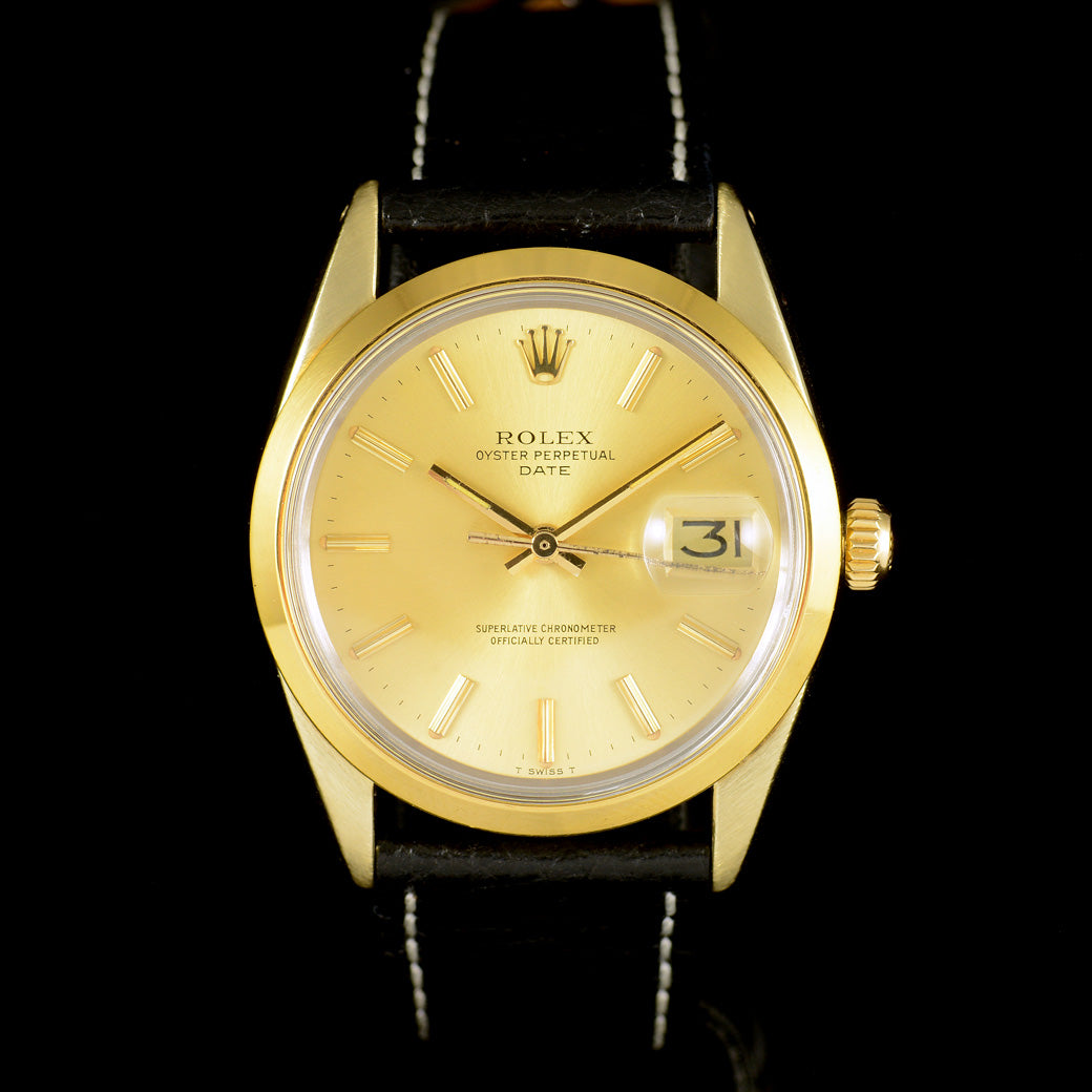 นาฬิกา Rolex Date Ref.1550 Gold Capped หน้าปัดสีทอง ตัวเรือนทองหุ้ม นาฬิกาปี1979 Automatic ขนาด 34 mm