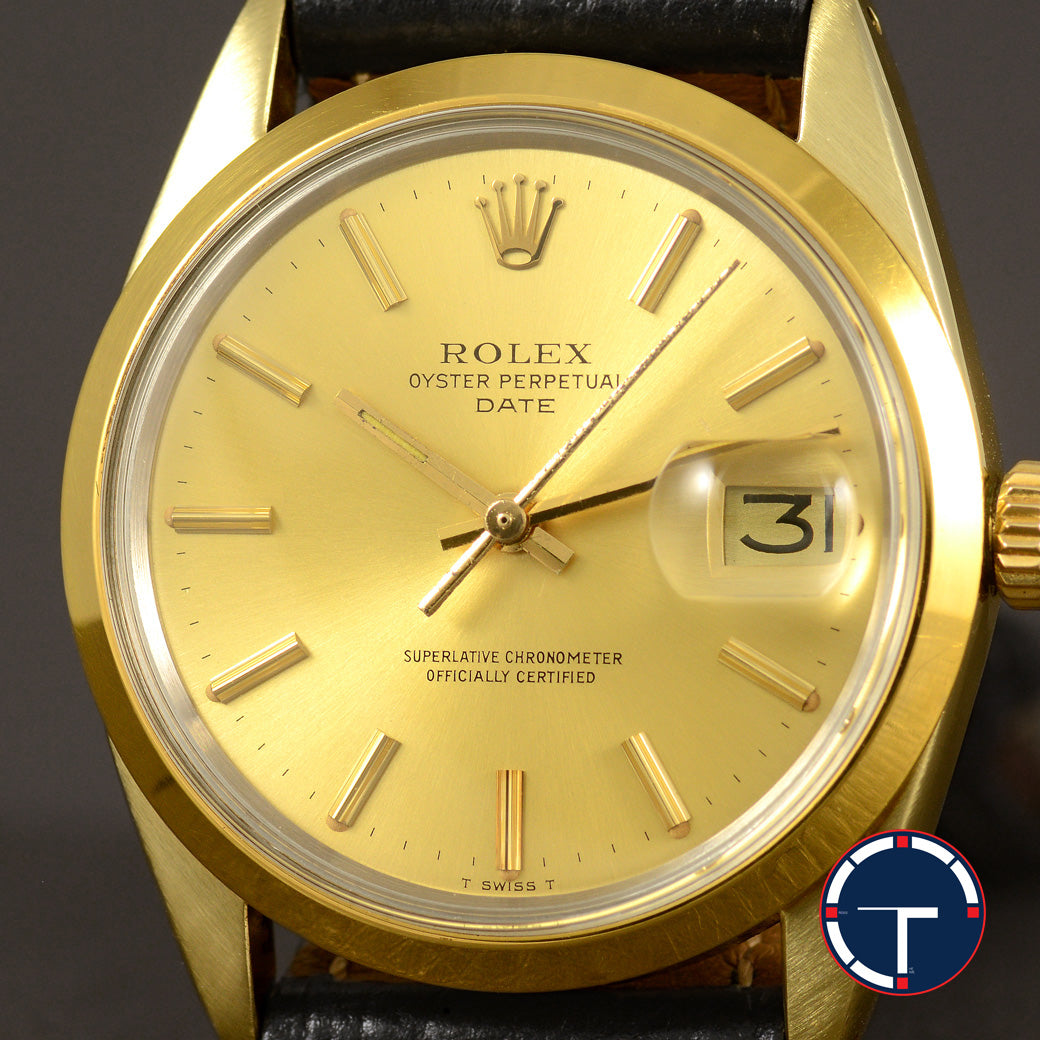 นาฬิกา Rolex Date Ref.1550 Gold Capped หน้าปัดสีทอง ตัวเรือนทองหุ้ม นาฬิกาปี1979 Automatic ขนาด 34 mm