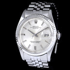 นาฬิกา Rolex DateJust Ref.1601 หน้าปัดสีเงิน2ชั้น ขอบหยักทองคำขาว18K สายจูบิรี่แท้(แบบม้วน) นาฬิกาปี1970 Automatic ขนาด 36 mm