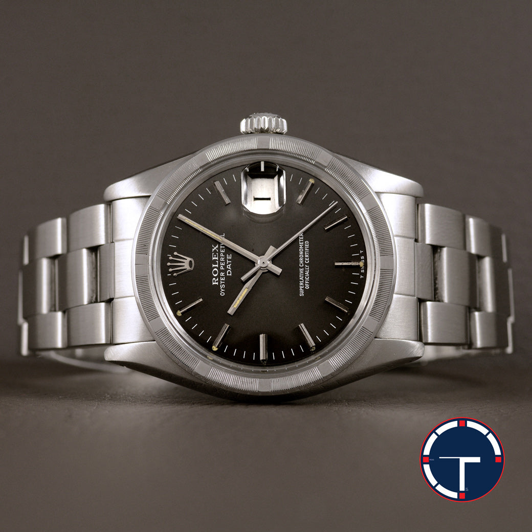 นาฬิกา Rolex Date Ref.1501 หน้าปัดสีเทาดำ ขอบรางรถไฟ สายOysterแท้ นาฬิกาปี1980 Automatic ขนาด 34 mm