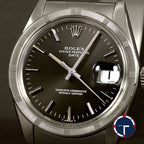 นาฬิกา Rolex Date Ref.1501 หน้าปัดสีเทาดำ ขอบรางรถไฟ สายOysterแท้ นาฬิกาปี1980 Automatic ขนาด 34 mm