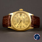 นาฬิกา Rolex Datejust Ref.1601 ทองคำ14K หน้าปัดสีทอง ขอบหยักทองคำ ตัวเรือนทองคำ14K นาฬิกาปี1971 Automatic ขนาด 36 mm