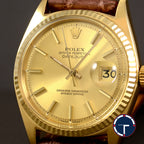 นาฬิกา Rolex Datejust Ref.1601 ทองคำ14K หน้าปัดสีทอง ขอบหยักทองคำ ตัวเรือนทองคำ14K นาฬิกาปี1971 Automatic ขนาด 36 mm