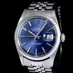 นาฬิกา Rolex DateJust Ref.1603 หน้าสีฟ้า2ชั้น ขอบEngine Turned สายจูบิรี่แท้(แบบม้วน) นาฬกาปี1972 Automatic ขนาด 36 mm