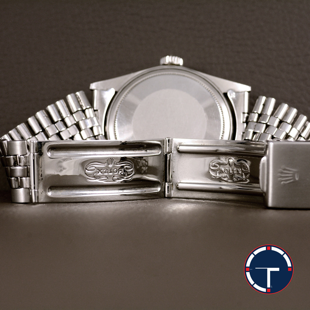 นาฬิกา Rolex DateJust Ref.1603 หน้าสีฟ้า2ชั้น ขอบEngine Turned สายจูบิรี่แท้(แบบม้วน) นาฬกาปี1972 Automatic ขนาด 36 mm