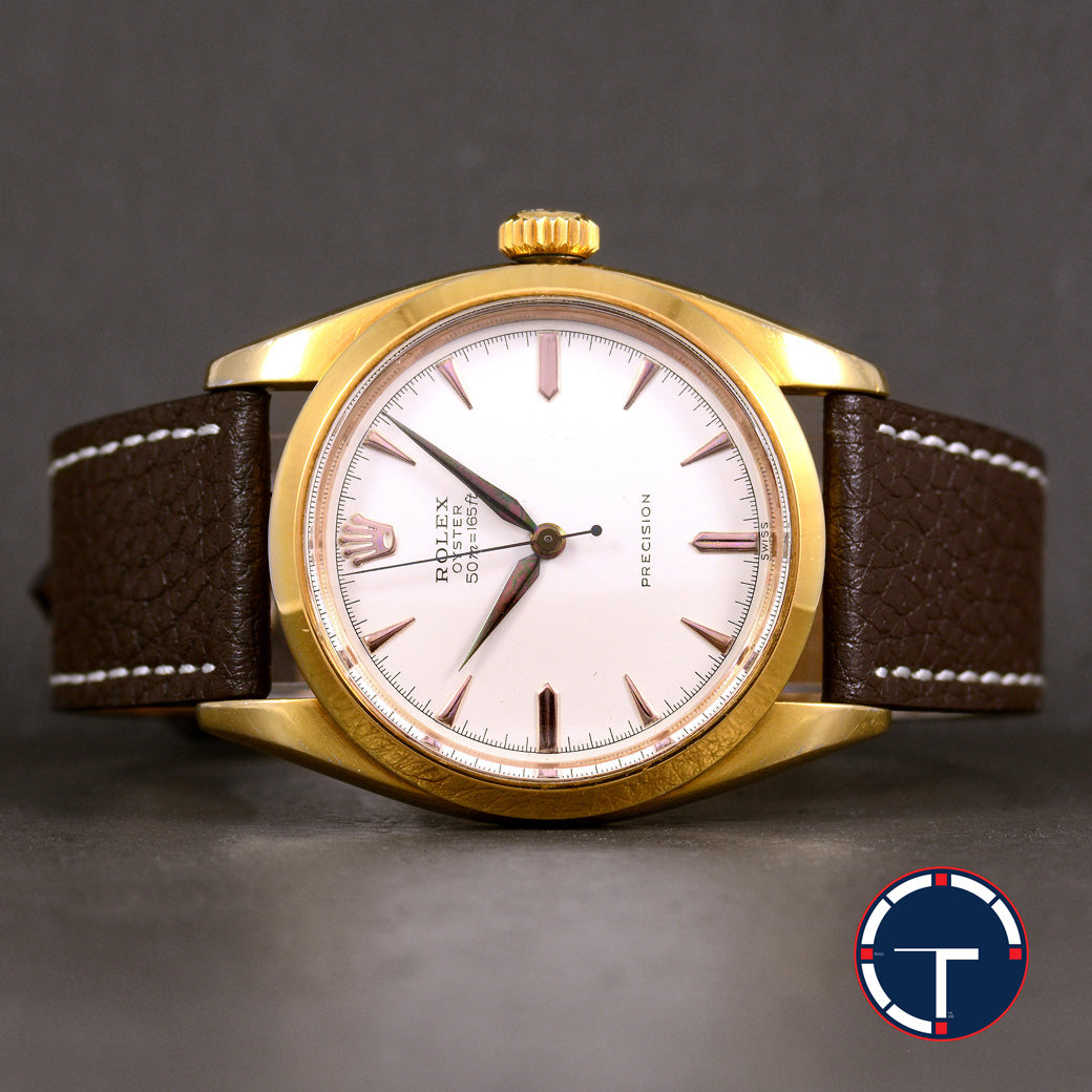 นาฬิกา Rolex Oyster Ref.6427 หน้าปัดสีขาว ตัวเรือนชุบทอง นาฬิกาปี1959 ไขลาน(Manual Winding) ขนาด 34 mm