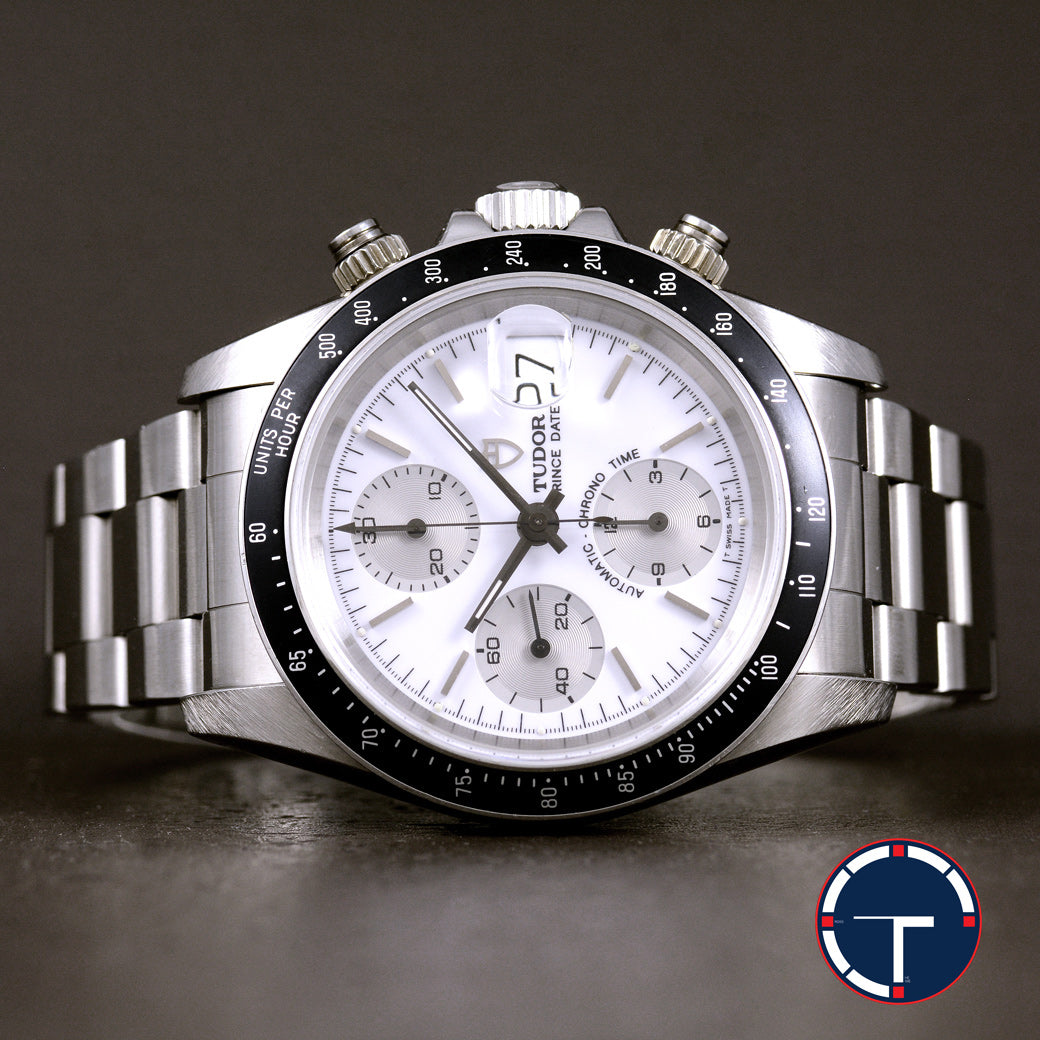 นาฬิกา Tudor Prince Date chronograph Ref.79260 หน้าขาว ขอบฟิล์มดำ สายOyster12ข้อ มีใบ นาฬิกาปี1997 Automatic ขนาด 40 mm