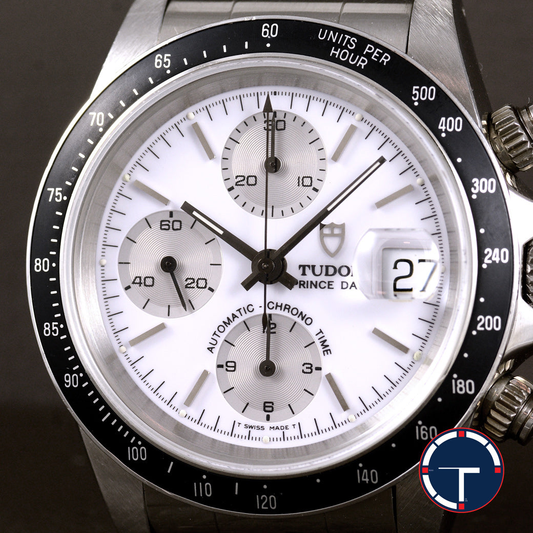 นาฬิกา Tudor Prince Date chronograph Ref.79260 หน้าขาว ขอบฟิล์มดำ สายOyster12ข้อ มีใบ นาฬิกาปี1997 Automatic ขนาด 40 mm