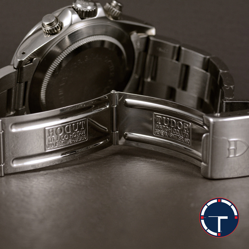 นาฬิกา Tudor Prince Date chronograph Ref.79260 หน้าขาว ขอบฟิล์มดำ สายOyster12ข้อ มีใบ นาฬิกาปี1997 Automatic ขนาด 40 mm