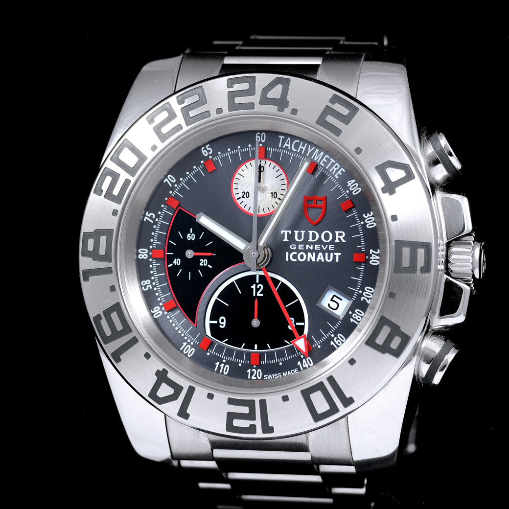 นาฬิกา Tudor Iconaut Ref.20400 Chronograph หน้าปัดสีเทา กระจกSapphire สายเหล็กแท้ มีกล่อง+ใบ นาฬิกาปี2010 Automatic ขนาด 43 mm