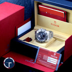 นาฬิกา Tudor Iconaut Ref.20400 Chronograph หน้าปัดสีเทา กระจกSapphire สายเหล็กแท้ มีกล่อง+ใบ นาฬิกาปี2010 Automatic ขนาด 43 mm