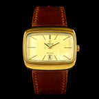 นาฬิกา Omega DeVille กะไหล่ทอง ทรงสีเหลี่ยม ผืนผ้า Automatic ขนาด 30x37 mm